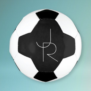 Moderne 2 overlappende Initialen   Zwart wit Voetbal