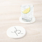 Moderne 2 overlappende Initialen | Zwart-wit Zandsteen Onderzetter (Zijkant)