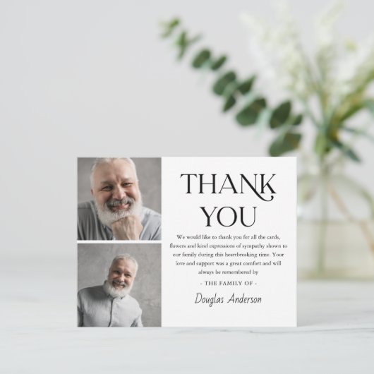Moderne 2 x Foto Funeral Sympathie Bedankkaart (Staand voorkant)