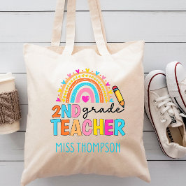 Moderne 2e graad regenboogleraar aan persoonlijke tote bag