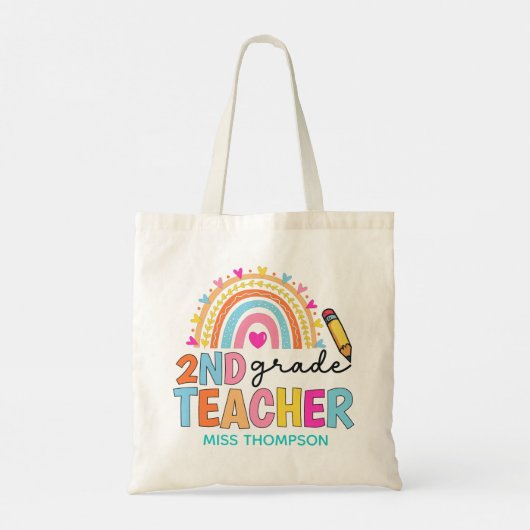 Moderne 2e graad regenboogleraar aan persoonlijke  tote bag (Achterkant)