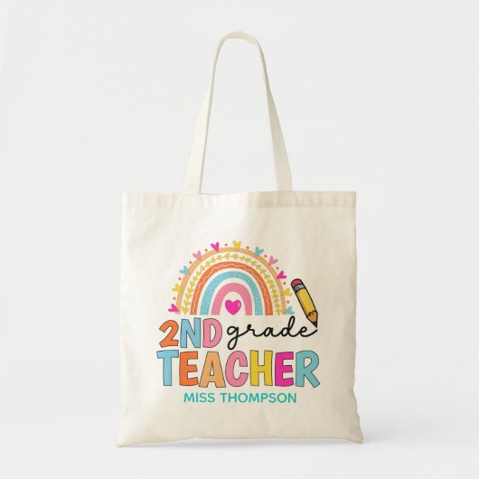 Moderne 2e graad regenboogleraar aan persoonlijke  tote bag (Voorkant)