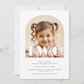 Moderne 2e Verjaardag Elegante Boog Foto Kaart (Voorkant)