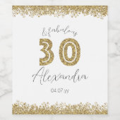Moderne 30 en Fabulous Gold Gitter op maat Wijn Etiket (Enkel label)