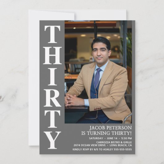 Moderne 30 foto 30e verjaardagsfeest kaart (Voorkant)