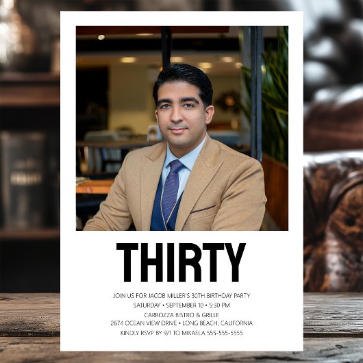 Moderne 30 foto 30e verjaardagsfeest kaart
