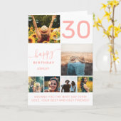 Moderne 30-jarige roze koraal 6 fotocollage kaart (Gele Bloem)