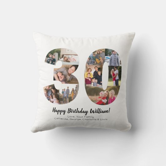 Moderne 30 nummer foto collage aangepaste groet kussen (Achterkant)