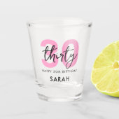 Moderne 30-roze 30-jarige verjaardag shot glas (Voorkant)