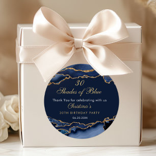 Moderne 30 Schakeringen van Blauw Verjaardagsfeest Ronde Sticker