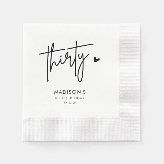 Moderne 30e 30e volwassen verjaardag Napkins Servet (Voorkant)