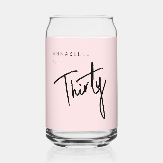 Moderne 30e dertigste dertigste verjaardag blikvorm glas (Voorkant)