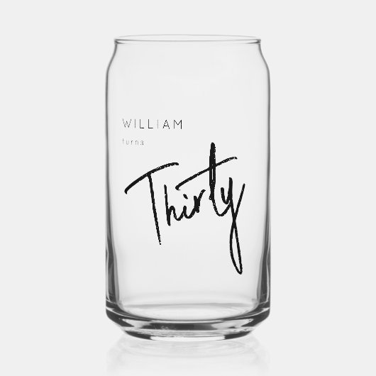 Moderne 30e dertigste dertigste verjaardag blikvorm glas (Voorkant)