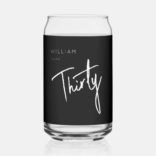Moderne 30e dertigste dertigste verjaardag blikvorm glas (Voorkant)