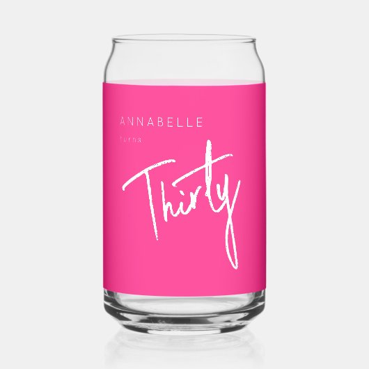 Moderne 30e dertigste dertigste verjaardag blikvorm glas (Voorkant)