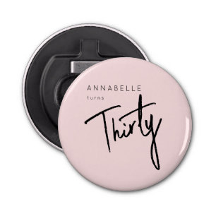 Moderne 30e dertigste dertigste verjaardag button flesopener