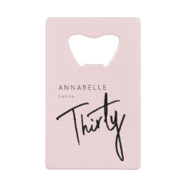 Moderne 30e dertigste dertigste verjaardag creditkaart flessenopener