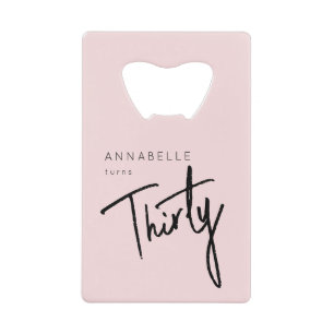 Moderne 30e dertigste dertigste verjaardag creditkaart flessenopener