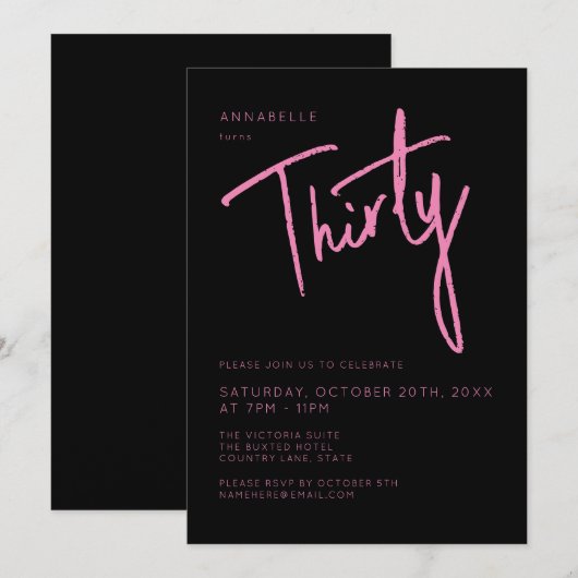 Moderne 30e dertigste dertigste verjaardag kaart (Voorkant / Achterkant)