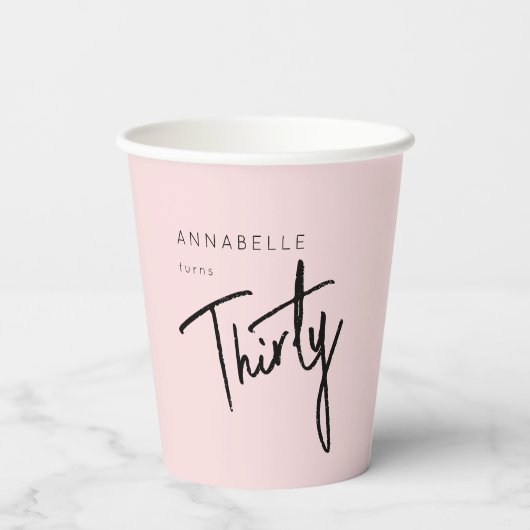 Moderne 30e dertigste dertigste verjaardag papieren bekers (Achterkant)