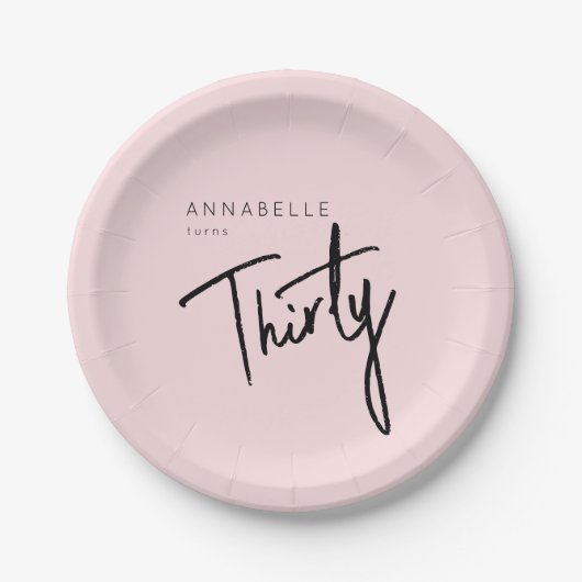 Moderne 30e dertigste dertigste verjaardag papieren bordje (Voorkant)