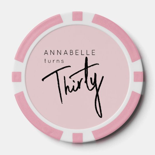 Moderne 30e dertigste dertigste verjaardag poker chips (Voorkant)