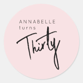 Moderne 30e dertigste dertigste verjaardag ronde sticker