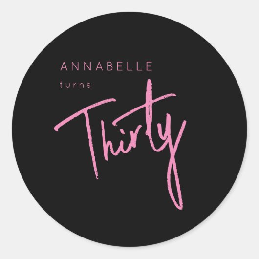 Moderne 30e dertigste dertigste verjaardag ronde sticker (Voorkant)