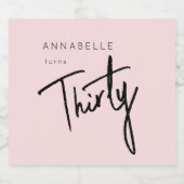 Moderne 30e dertigste dertigste verjaardag sparkling wijnetiket (Enkel label)