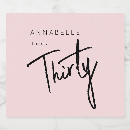 Moderne 30e dertigste dertigste verjaardag sparkling wijnetiket (Enkel label)