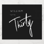 Moderne 30e dertigste dertigste verjaardag sparkling wijnetiket (Enkel label)