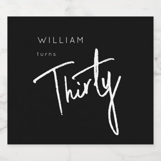 Moderne 30e dertigste dertigste verjaardag sparkling wijnetiket (Enkel label)