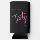 Moderne 30e Dertigste verjaardag zwart roze Seltzer Blikjeskoeler (Achterkant)