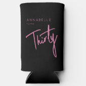 Moderne 30e Dertigste verjaardag zwart roze Seltzer Blikjeskoeler (Voorkant)