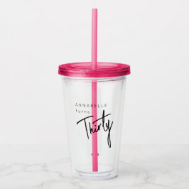 Moderne 30e dertigste verjaardagsfeestje acryl drinkbeker