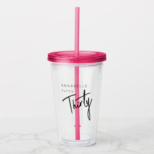 Moderne 30e dertigste verjaardagsfeestje acryl drinkbeker (Voorkant)