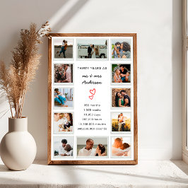 Moderne 30e Jubileum Custom Photo Collage Poster