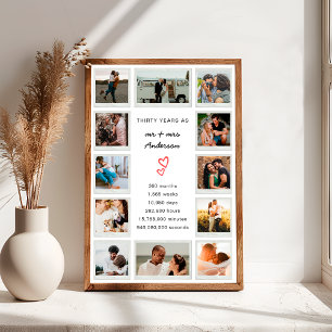 Moderne 30e Jubileum Custom Photo Collage Poster