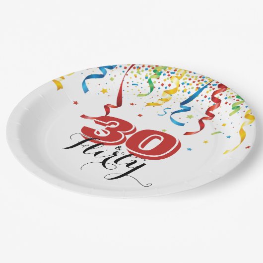 Moderne 30e verjaardag 30 & FLIRTY feestelijk Papieren Bordje (Gekanteld)