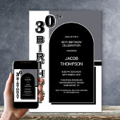 Moderne 30e verjaardag Black Arch Party Kaart