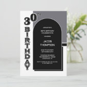 Moderne 30e verjaardag Black Arch Party Kaart (Staand voorkant)