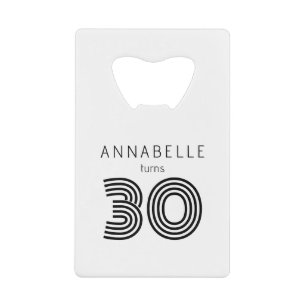 Moderne 30e verjaardag creditkaart flessenopener