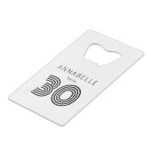 Moderne 30e verjaardag creditkaart flessenopener (Achterkant Gekanteld)