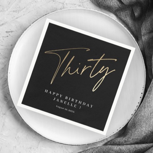 Moderne 30e verjaardag eenvoudige stijlvolle elega servet
