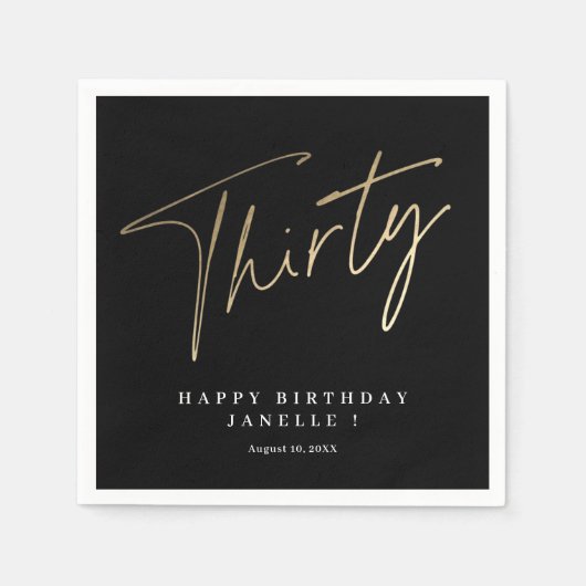 Moderne 30e verjaardag eenvoudige stijlvolle elega servet (Voorkant)