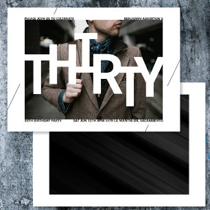 Moderne 30e verjaardag foto uitnodiging