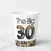Moderne 30e verjaardag Foto zwart Gold Papieren Bekers (Achterkant)
