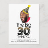 Moderne 30e verjaardag Foto zwart Gold, persoonlij Briefkaart (Voorkant)