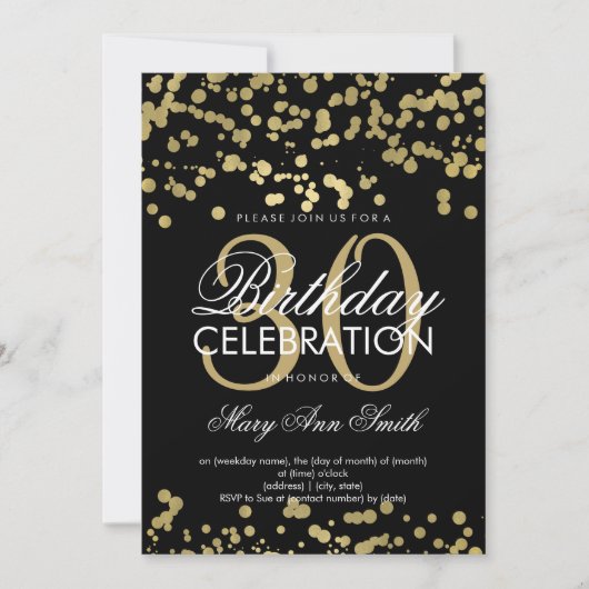 Moderne 30e verjaardag Gold Foil Confetti Kaart (Voorkant)