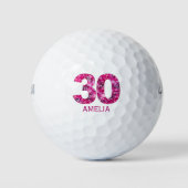 Moderne 30e verjaardag golfballen 30 roze initiale (Voorkant)